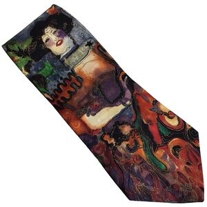 Diva Tie Tied Original Watercolor Grace Newburger 100 Silk USA Exotic